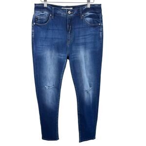 KanCan Cotton Blend Medium Wash Mildly Distressed High Rise Skinny Jeans Size 30